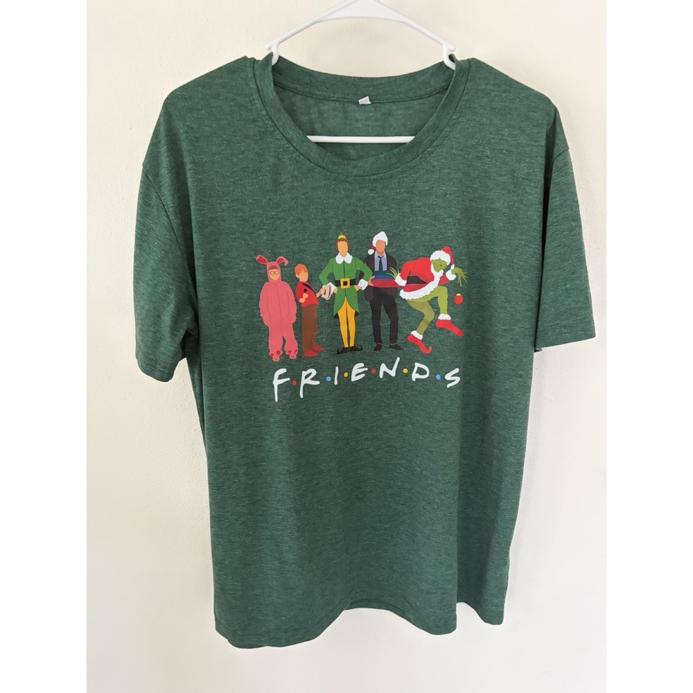 Friends Christmas Character Elf Grinch Christmas Vacation Spoof Tee Shirt‎ Large